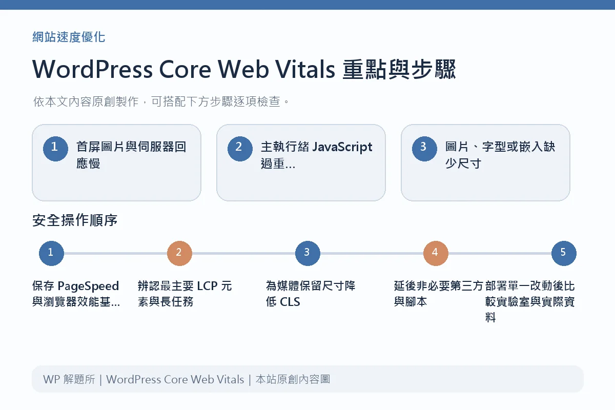 WordPress Core Web Vitals重點與步驟說明圖